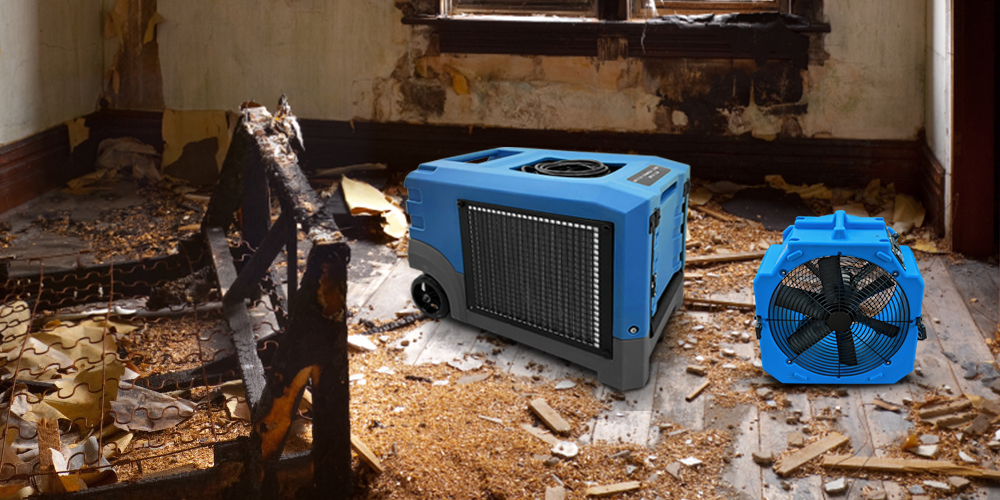 Dehumidifiers and Blowers for Fire Damage Restoration