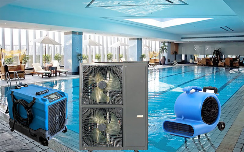 Dehumidifier Heat Pump and Air Mover for Indoor Swimming Pool