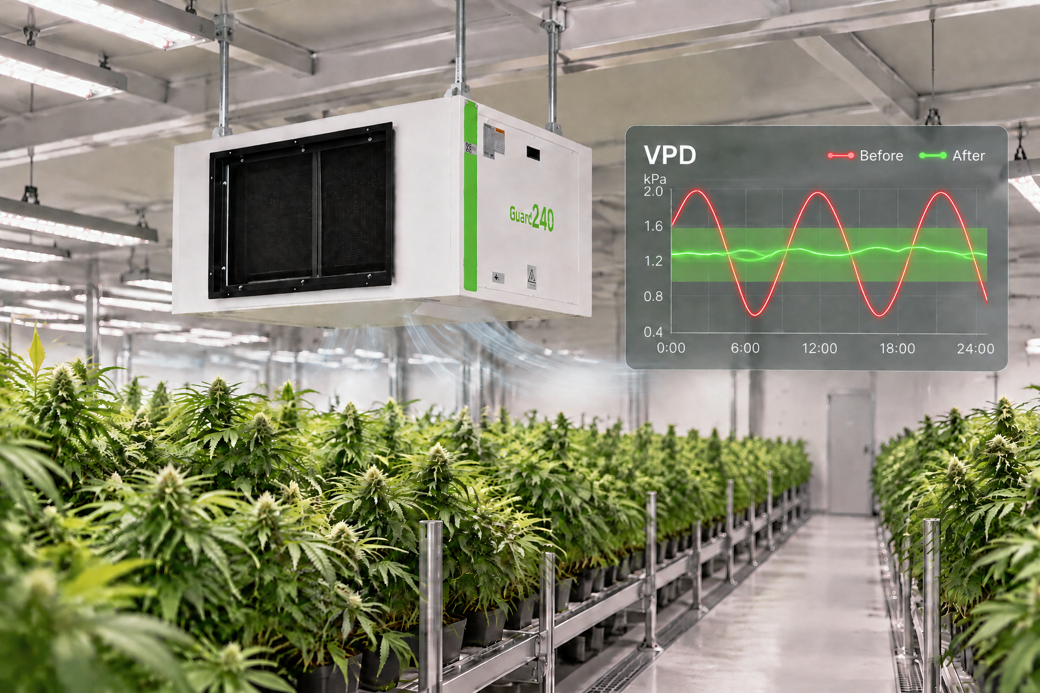 Industrial Ceiling Dehumidifier for Grow Room Stable VPD Range