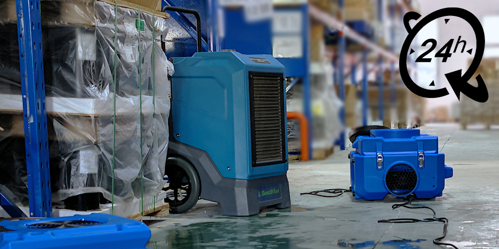 Use Commercial Dehumidifiers After Water Leak for 2 to 4 Weeks