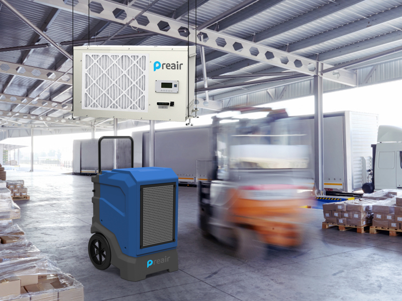 Preair Lgr165 and Pro230 Dehumidifier for Refrigeration Cross Docking Warehouse