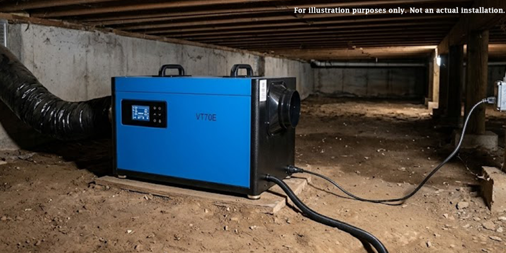 Preair Under House Crawl Space Dehumidifier in Humid Summer